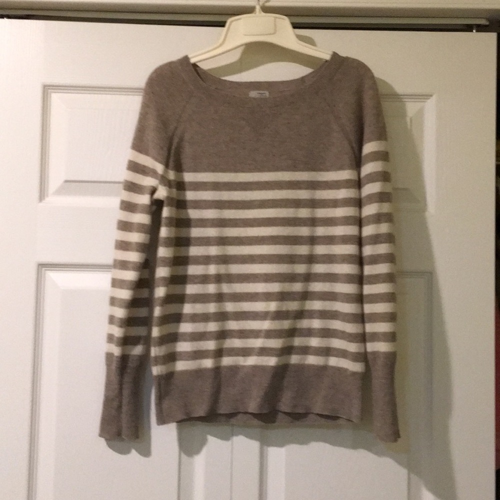 Brown and ivory striped cashmere sweater